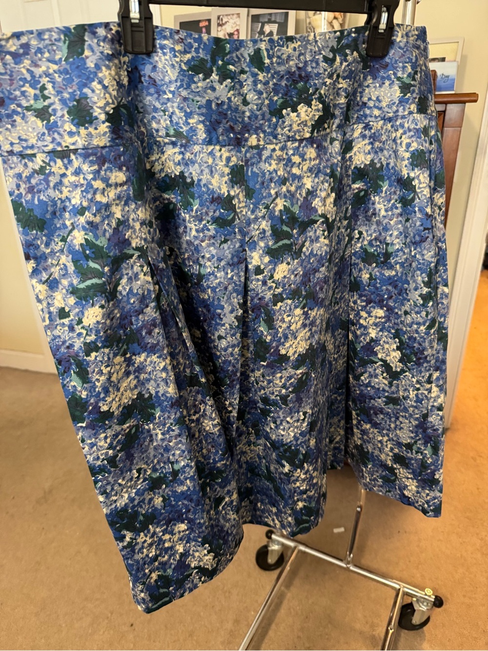 Talbots Blue Floral Full A-Line Skirt